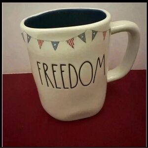 Rae Dunn Cream Colored Freedom Mug EUC with Fast Shipping